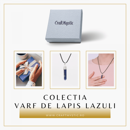 Colier Reglabil cu Pandantiv 35mm Varf de Lapis Lazuli cu 6 Fete [6]