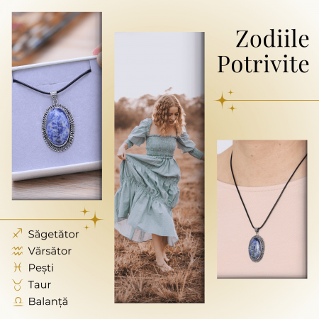 Colier Reglabil cu Pandantiv Oval 40mm de Lapis Lazuli [3]