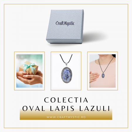 Colier Reglabil cu Pandantiv Oval 40mm de Lapis Lazuli [5]
