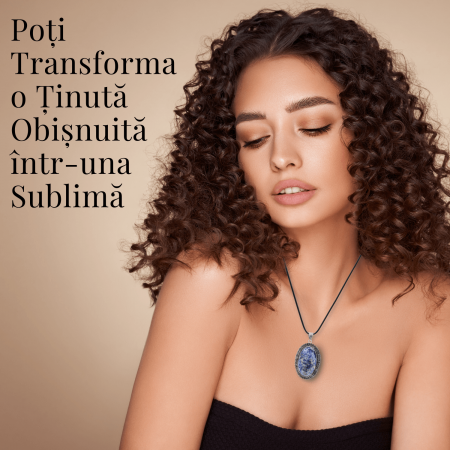 Colier Reglabil cu Pandantiv Oval 40mm de Lapis Lazuli [6]