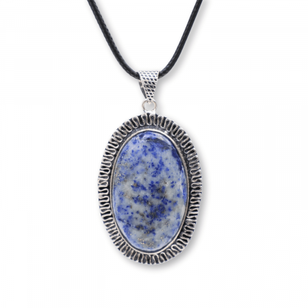 Sagetator - Colier Reglabil cu Pandantiv Oval 40mm de Lapis Lazuli