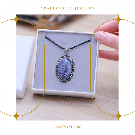 Colier Reglabil cu Pandantiv Oval 40mm de Lapis Lazuli [4]