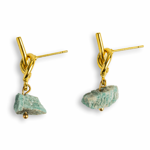 Cercei - Bijuterie a Linistii – Cercei cu Amazonit si Montura Tip Nod