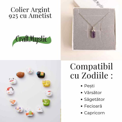 Protectie si Claritate Zilnica – Colier Turnulet cu Ametist si Argint 925 [3]