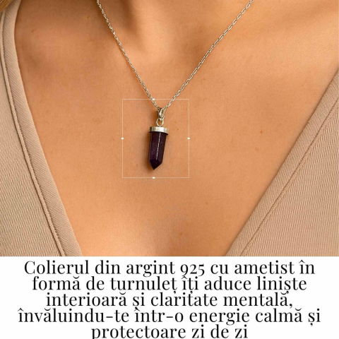 Protectie si Claritate Zilnica – Colier Turnulet cu Ametist si Argint 925 [1]