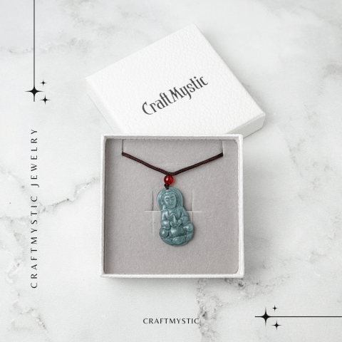 Protectie si Intelepciune – Colier Guanyin din Jad Albastru de Guatemala [6]