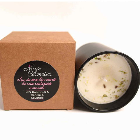 Lumanare cu ulei esential de patchouli, vanilie & lavanda – Relaxare si echilibru total [3]