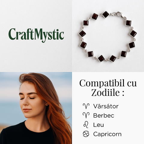 Bratara cu chihlimbar rosu inchis – Geometrie si rafinament natural [3]