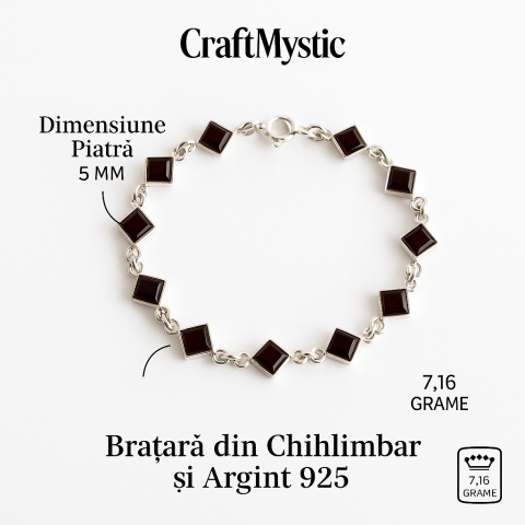 Bratara cu chihlimbar rosu inchis – Geometrie si rafinament natural [2]