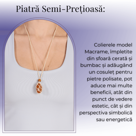 Colier Reglabil Model Macrame din bumbac - Pentru Piatra ta Favorita [4]