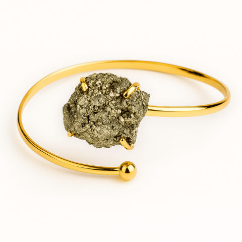 Incredere si Curaj - Magnet pentru bani si energie – Bratara aurie cu piatra de pirita