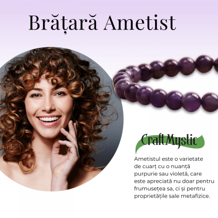 Bratara Elastica cu Margele Naturale de 6mm din Ametist [8]