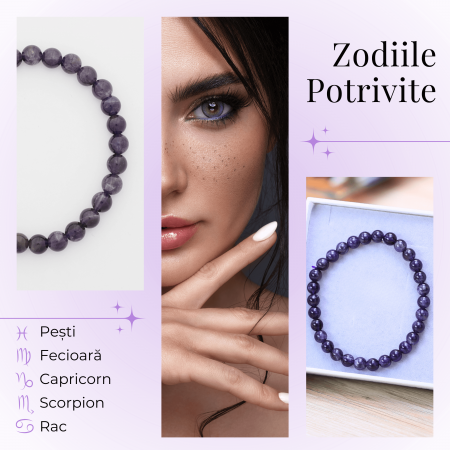 Bratara Elastica cu Margele Naturale de 6mm din Ametist [3]