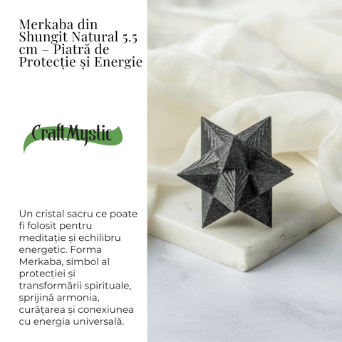 Merkaba din Shungit Natural 5.5 cm – Stea Sacra de Protectie, Purificare si Armonie Energetica [2]