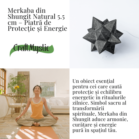 Merkaba din Shungit Natural 5.5 cm – Stea Sacra de Protectie, Purificare si Armonie Energetica [3]