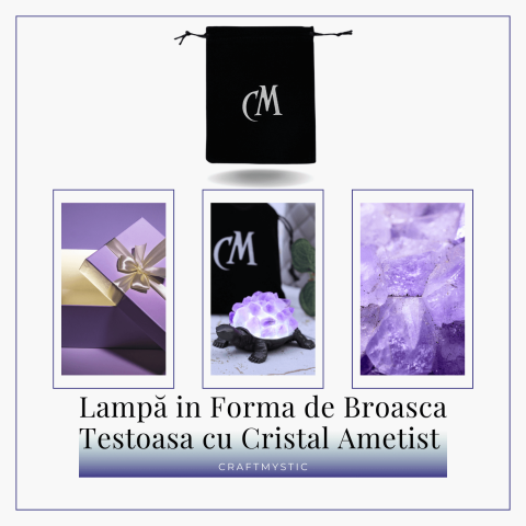 Mini Lampa Broasca Testoasa cu Cristale de Ametist - Relaxare si Energie Pozitiva [5]