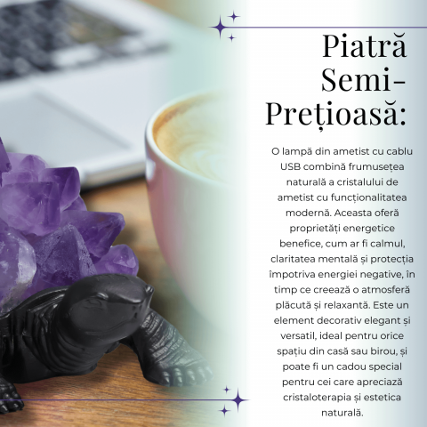 Mini Lampa Broasca Testoasa cu Cristale de Ametist - Relaxare si Energie Pozitiva [7]