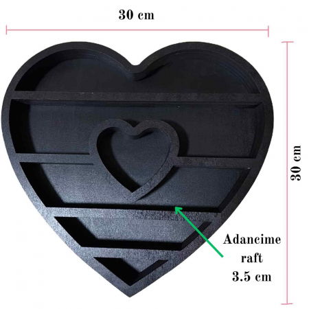 Mini Raft 30x30 cm expunere din lemn pentru cristale, uleiuri esentiale design inima - Decor pentru camera cu forma inima [1]
