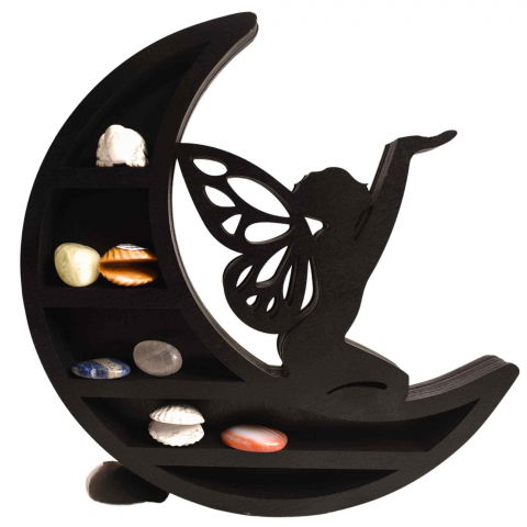 Mini Raft negru 30x30 cm expunere din lemn pentru cristale, uleiuri esentiale design Luna Stea - Decorare pentru camera [5]