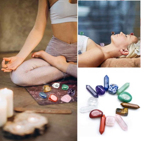 Mini set de cristale vindecatoare cu 14 cristale - Include 7 pietre naturale polisate si 7 turnuri cu dublu varf din cristale [4]