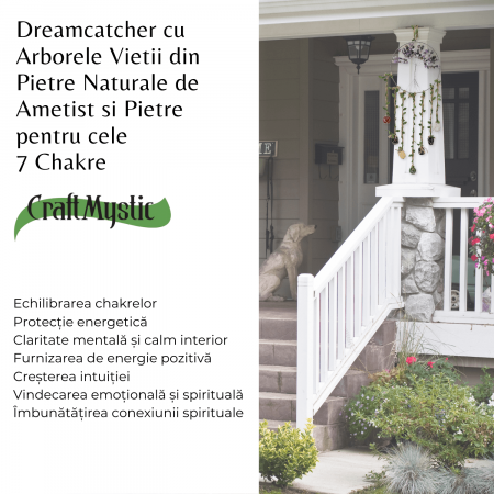 Dreamcatcher cu 7 tipuri de Cristale pentru cele 7 Chakre și Model Arborele Vietii [4]