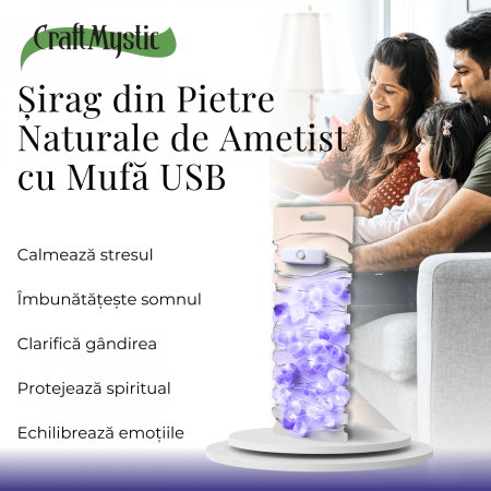 Sirag din Pietre Naturale de Ametist 15-20 mm cu Mufa USB [1]