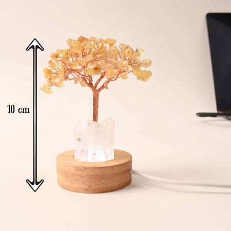 Mini Lampa Copacel 10 cm de Citrin si Cuart de Stanca cu USB - Amplifica Energia Pozitiva si Prosperitatea [2]