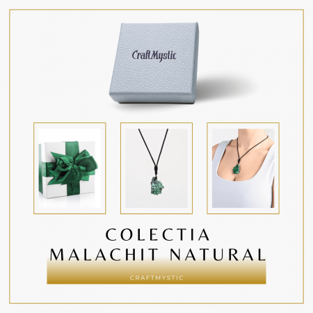 Colier Ajustabil cu Pandantiv din Malachit Natural, Forma Neregulata, 30-35mm [7]