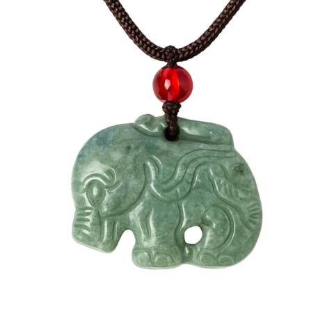 Cristale pe beneficii - Noroc si Protectie – Colier Elefant din Jad Natural de Rusia