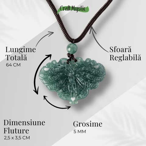 Transformare si Armonie - Colier Fluture din Jad Albastru de Guatemala [3]