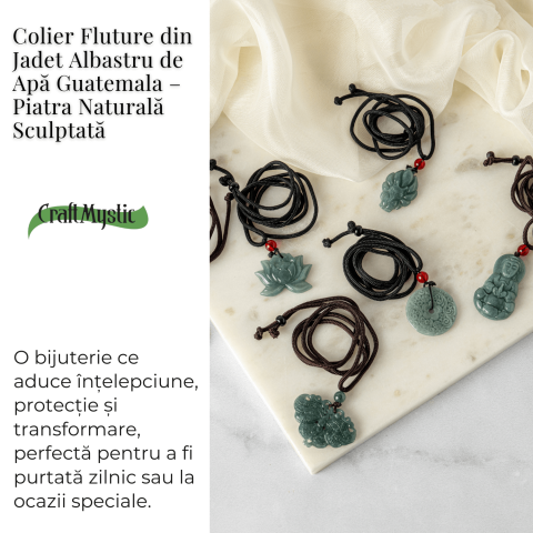 Transformare si Armonie - Colier Fluture din Jad Albastru de Guatemala [2]