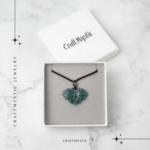 Transformare si Armonie - Colier Fluture din Jad Albastru de Guatemala [6]