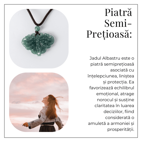 Transformare si Armonie - Colier Fluture din Jad Albastru de Guatemala [5]