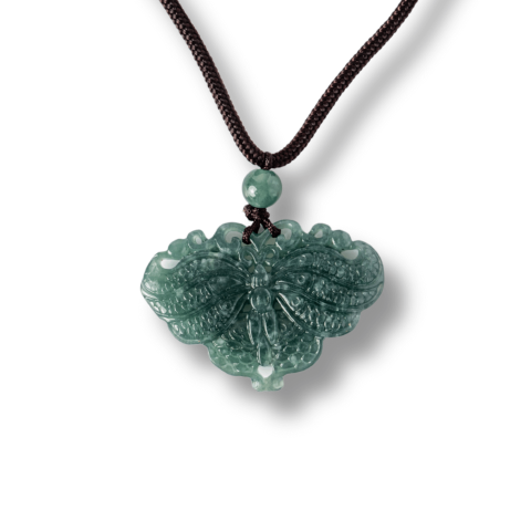 Transformare si Armonie - Colier Fluture din Jad Albastru de Guatemala [8]