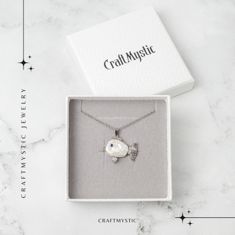 Echilibru si Puritate – Colier Peste cu Perla Naturala, Placat Argintiu [6]