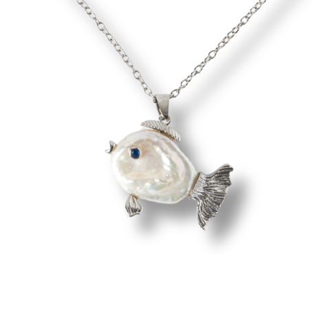 Echilibrare Energetica - Echilibru si Puritate – Colier Peste cu Perla Naturala, Placat Argintiu