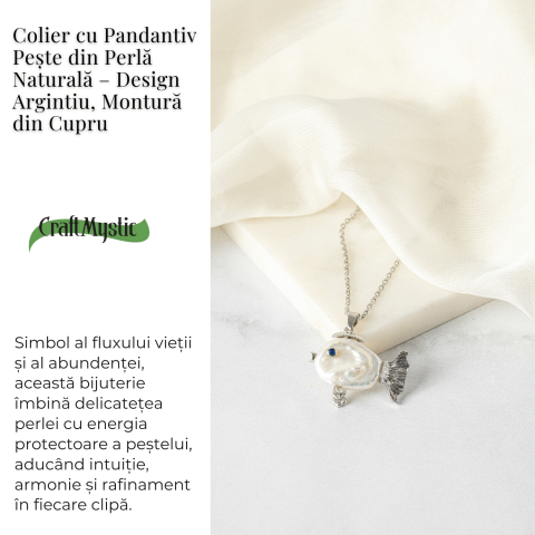 Echilibru si Puritate – Colier Peste cu Perla Naturala, Placat Argintiu [2]