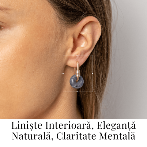 Cercei Cupru Placat Auriu cu Aventurin Albastru forma Pi – Claritate, Calm si Echilibru Interior [1]