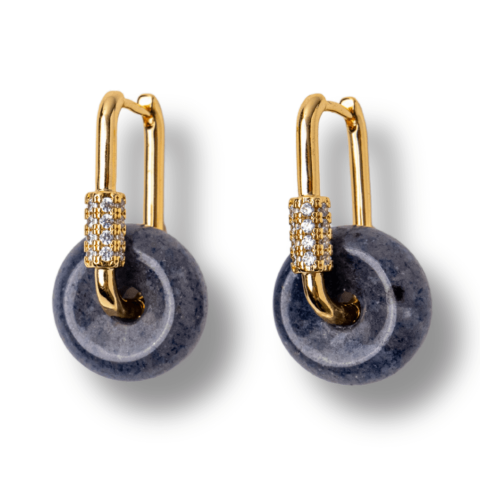 Cercei Cupru Placat Auriu cu Aventurin Albastru forma Pi – Claritate, Calm si Echilibru Interior [0]