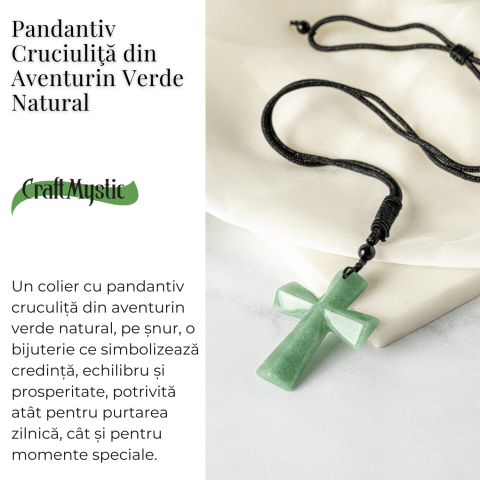 Noroc si Vindecare – Colier Cruce din Aventurin Verde Natural [2]