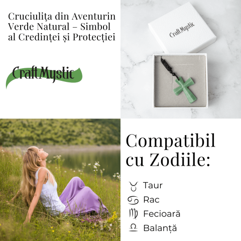 Noroc si Vindecare – Colier Cruce din Aventurin Verde Natural [4]