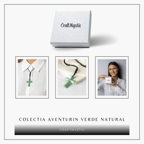 Noroc si Vindecare – Colier Cruce din Aventurin Verde Natural [7]