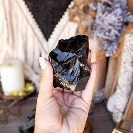 Cristal Obsidian Negru Natural Brut 6-7 cm: Pietre de Protectie si Echilibrare, Perfecte pentru Meditatie si Decor [2]