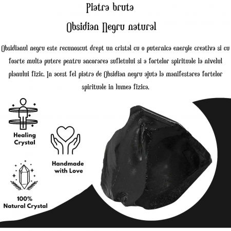 Cristal Obsidian Negru Natural Brut 6-7 cm: Pietre de Protectie si Echilibrare, Perfecte pentru Meditatie si Decor [4]