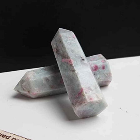 Turn de cristal din Turmalina Roz 9-10 cm Bagheta cu 6 fete pentru vindecare, meditatie si decor in casa si birou [4]