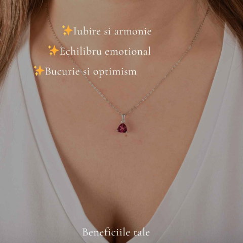 Colier argint 925 cu Topaz Roz forma de triunghi – Iubire si echilibru emotional [2]