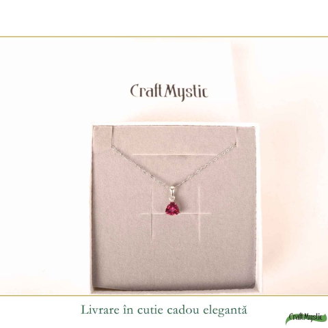 Colier argint 925 cu Topaz Roz forma de triunghi – Iubire si echilibru emotional [5]