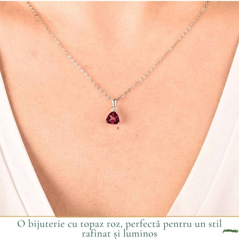 Colier argint 925 cu Topaz Roz forma de triunghi – Iubire si echilibru emotional [1]