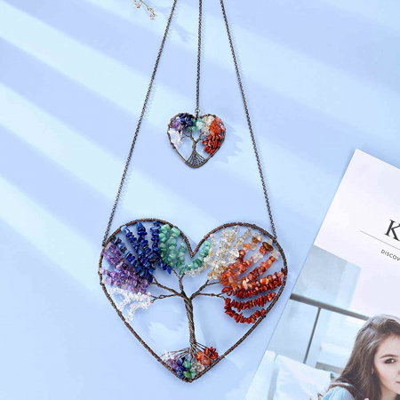 Set coliere ce contine 7 cristale naturale chakre si doua lanturi de franghie reglabile, realizate manual de diferite dimensiuni, un cadou ideal pentru femei, barbati si copii [6]