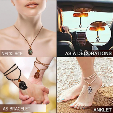 Set coliere ce contine 7 cristale naturale chakre si doua lanturi de franghie reglabile, realizate manual de diferite dimensiuni, un cadou ideal pentru femei, barbati si copii [6]